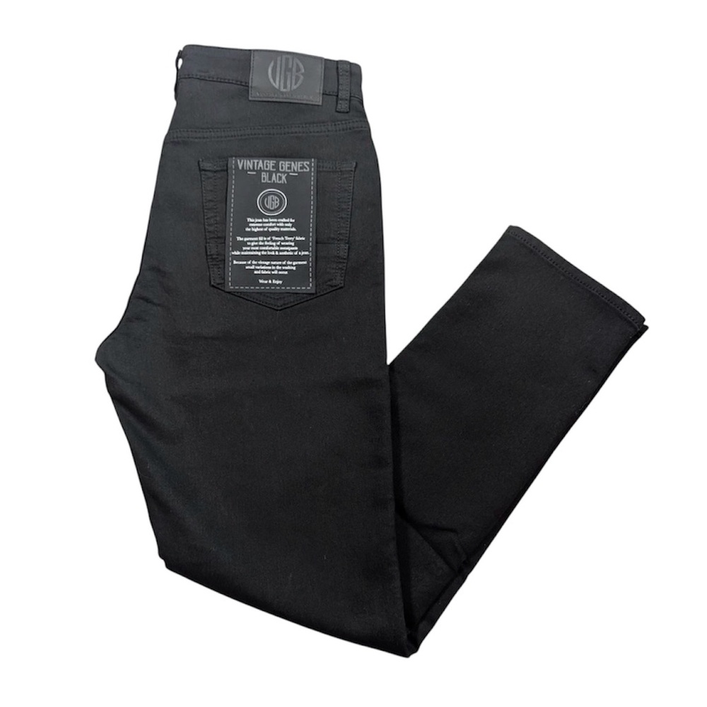 VGB Vintage Genes Black Slim Fit Black French Terry Denim Jeans Mens 30x30 NWT
